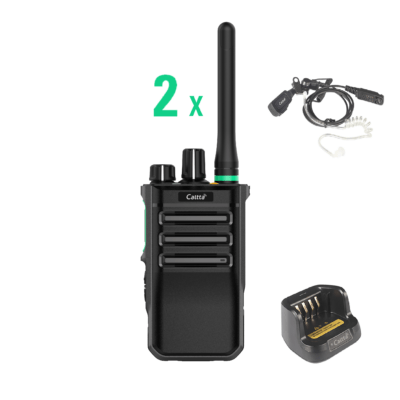 Set van 2 Caltta PH600 UHF DMR met beveiligingsoortjes en enkelvoudige laders