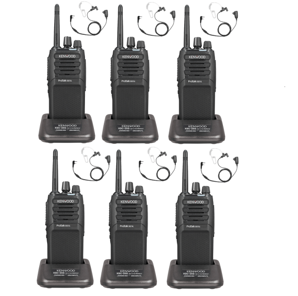 Set van 6 Kenwood ProTalk TK-3701D licentievrije PMR446-portofoons Digitale Portofoon met beveiligingsoortjes
