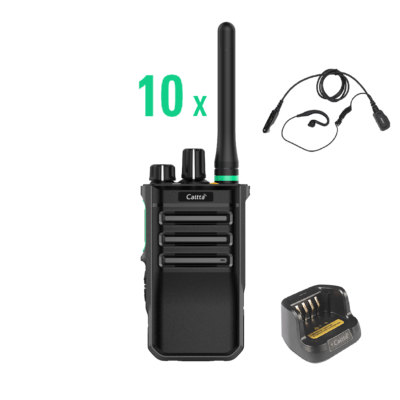 Set van 10 Caltta PH600 UHF DMR met C-ring oortje en enkelvoudige lader