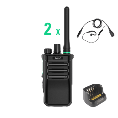 Set van 2 Caltta PH600 UHF DMR met C-ring oortje en enkelvoudige lader