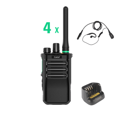 Set van 4 Caltta PH600 UHF DMR met C-ring oortje en enkelvoudige lader