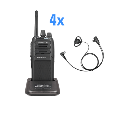 Set van 4 Kenwood ProTalk TK-3701D Digitale Portofoon met oortjes