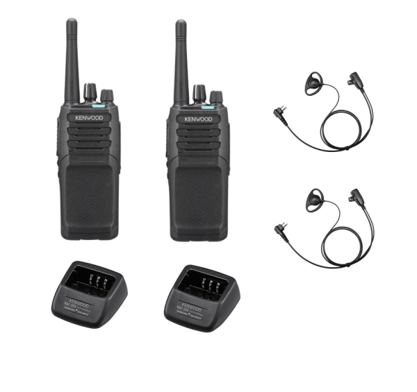 Set van 2 Kenwood NX1300DE3 DMR UHF  403-470 MHz inclusief laders en beveiligingsoortjes D-vorm | NX1300DE3