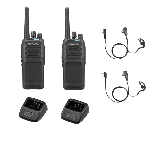 Set van 2 Kenwood NX1300DE3 DMR UHF  403-470 MHz inclusief lader en beveiligingsoortje C-ring | NX1300DE3