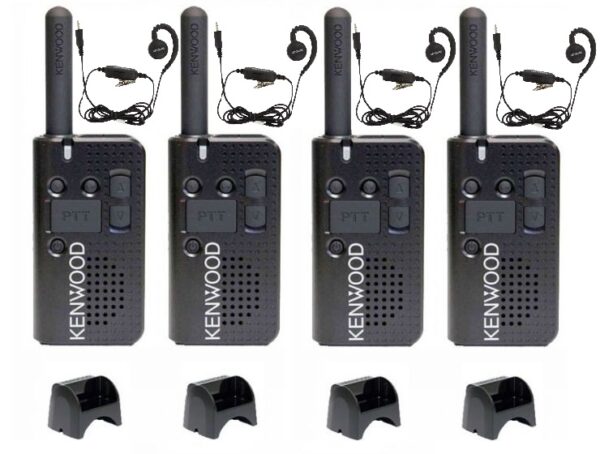 Set van 4 Kenwood PKT-23E vergunningsvrij met laders en KHS-34 oortjes | PKT-23