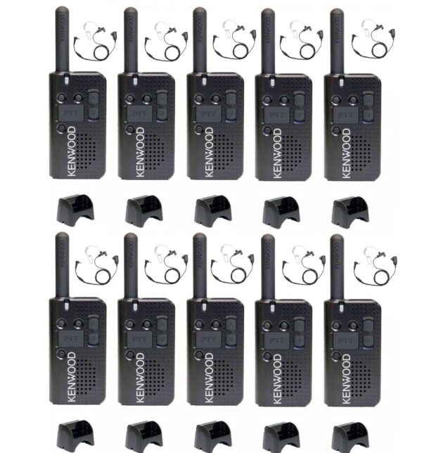 Set van 10 Kenwood PKT-23E vergunningsvrij met laders en security oortjes | PKT-23