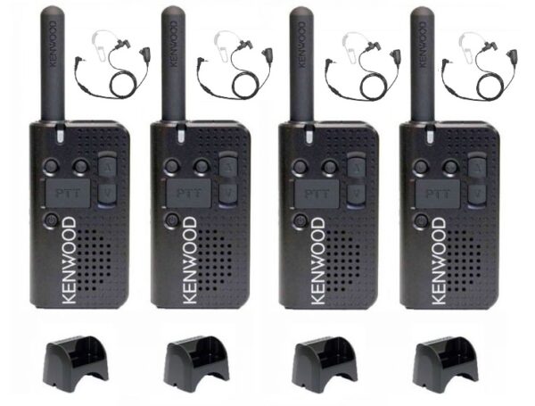 Set van 4 Kenwood PKT-23E vergunningsvrij met laders en security oortjes | PKT-23
