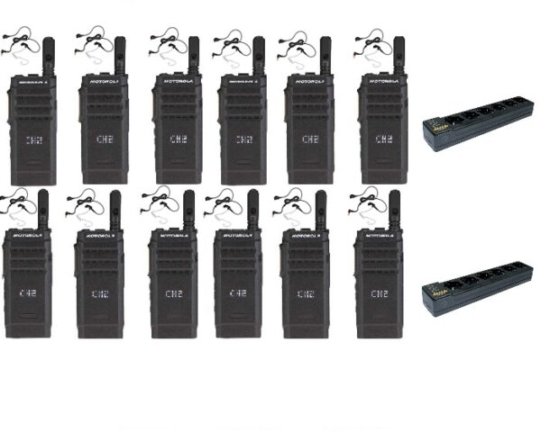 Set van 12 Motorola SL1600 UHF DMR met multilader en beveiligings oortjes | SL1600