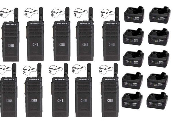 Set van 10 Motorola SL1600 UHF DMR met laadbakjes en C-ring oortjes | SL1600