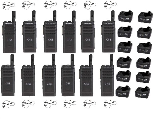 Set van 12 Motorola SL1600 UHF DMR met laadbakjes en C-ring oortjes | SL1600