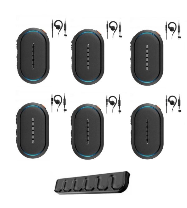 Set van 6 Motorola TLK25 WIFI WAVE PTX mini portofoon inclusief G-shape oortje en multilader | TLK25