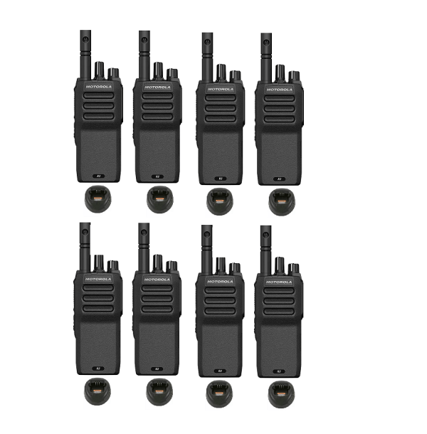 Set van 8 Motorola R2 UHF digitale portofoons inclusief laders | R2