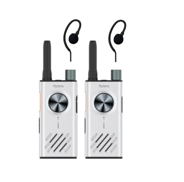 Set van 2 Hytera S1 licentievrije 446-portofoons met C-ring oortjes | S1 wit