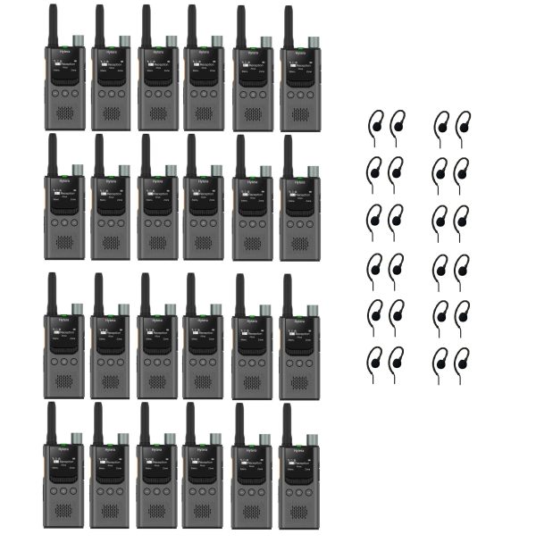 Set van 24 Hytera S1 PRO licentievrije 446-portofoons met C-ring oortjes | S1 PRO grijs