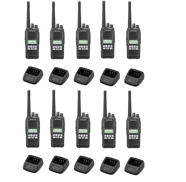 Set van 10 Kenwood NX1300DE2 DMR UHF 403-470 MHz inclusief laders | NX1300DE2
