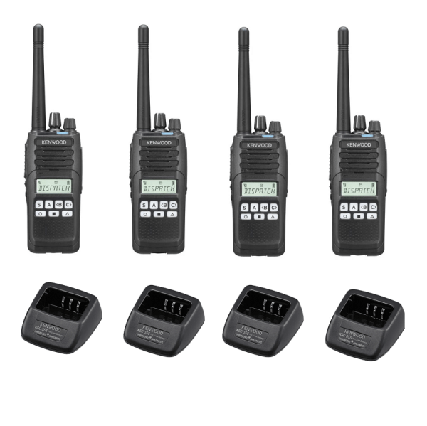 Set van 4 Kenwood NX1300DE2 DMR UHF 403-470 MHz inclusief laders | NX1300DE2