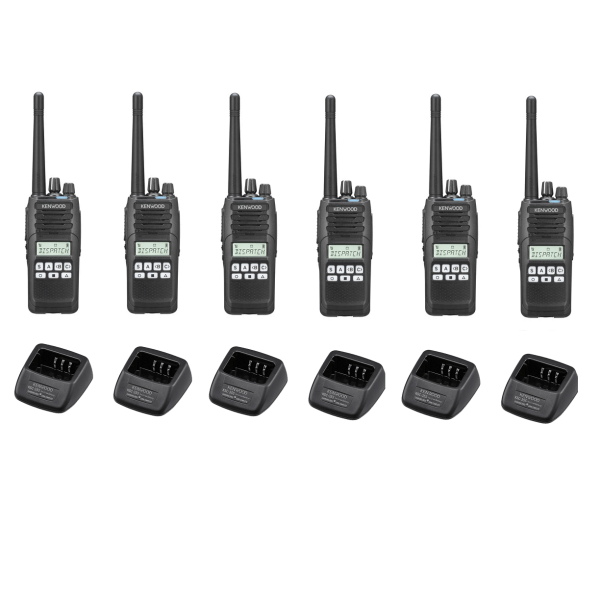Set van 6 Kenwood NX1300DE2 DMR UHF 403-470 MHz inclusief laders | NX1300DE2
